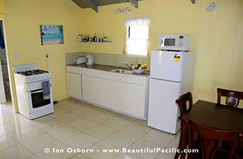 view of the kitchen of the bungalow at Tianas