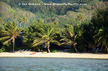 view of Tianas Beach taken from Muri Lagoon