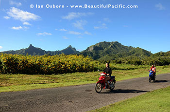 mopeds on the inland road of Rarotonga Island