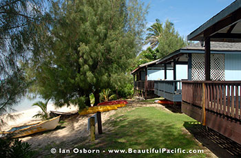 view of the beach front at Tianas Beach on Rarotonga